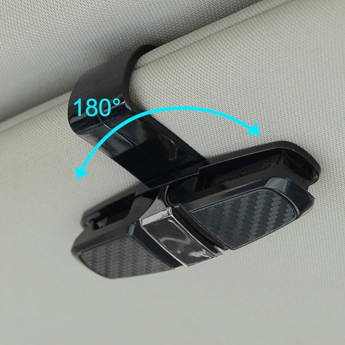 FineGood 2 Pack Glasses Holders for Car Sun Visor, Sunglasses Eyeglasses Mount with Ticket Card Clip - Black - Image 5
