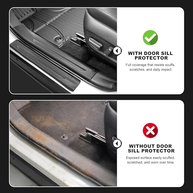 Door Sill Protector Fit for Toyota RAV4 Hybrid 2026 (Not for PHEV), 8PCS | Door Sill Guard Custom Fit All-weather Door Entry Scuff Guard Wear-Resistant Waterproof Easy to Clean RAV4 Accessories Black - Image 3