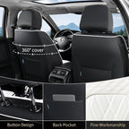 FLORICH Leather Car Seat Cover Full Set Automotive Seat Covers 5 Seats Front and Back Seat Cover Full Coverage Car Seat Cushion Universal Fit for Most Car Truck SUV Seat Protection, Black&White - Image 3