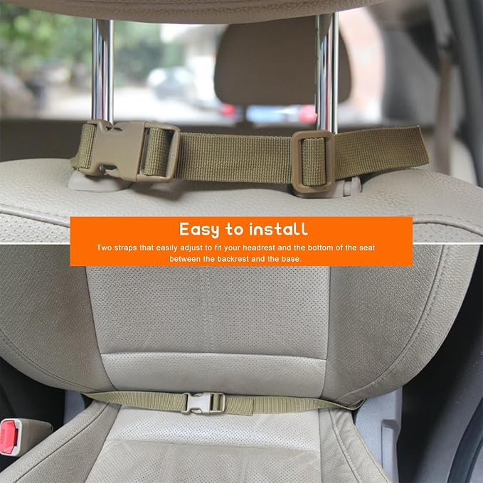 Car Seat Back Organizer, Molle Sag Proof Nylon Auto Backseat Hanger Protective Pad, Universal Seat Back Protector Tactical Panel Storage Bag for Cars SUVs Trucks Pickups (Army Green) - Image 5