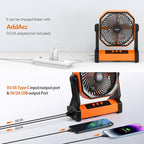 20000mAh Battery Powered Camping Fan, 58Hrs Rechargeable Portable Fan, 400LM Light, 360° Hook, Whisper Quiet Battery Operated Fan for Outdoor Car Travel Gear Essentials Power Outages Co-brand AMACOOL - Image 5