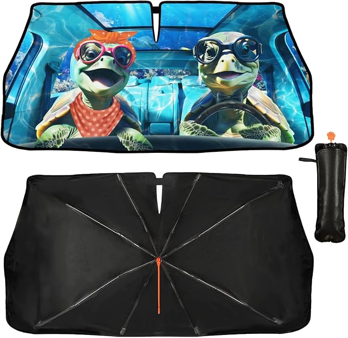 Fun Turtle Driving Windshield Sunshade Umbrella Sea Turtle Umbrella Sun Shade for Car Windshield Upgraded Heat Insulation Sunshades Car Front Window Covers for Trucks Sedan SUV Pickup by Unknown
