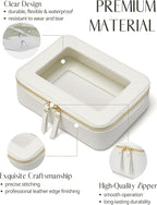 Clear Makeup Bag with Zipper, Women Travel Toilrty Bag White Medium | Structured Clear Cosmetic Case, Car Essential Organizer Bag, Waterproof PU Leather, Dual Zipper, Wide Opening and Compact - Image 2