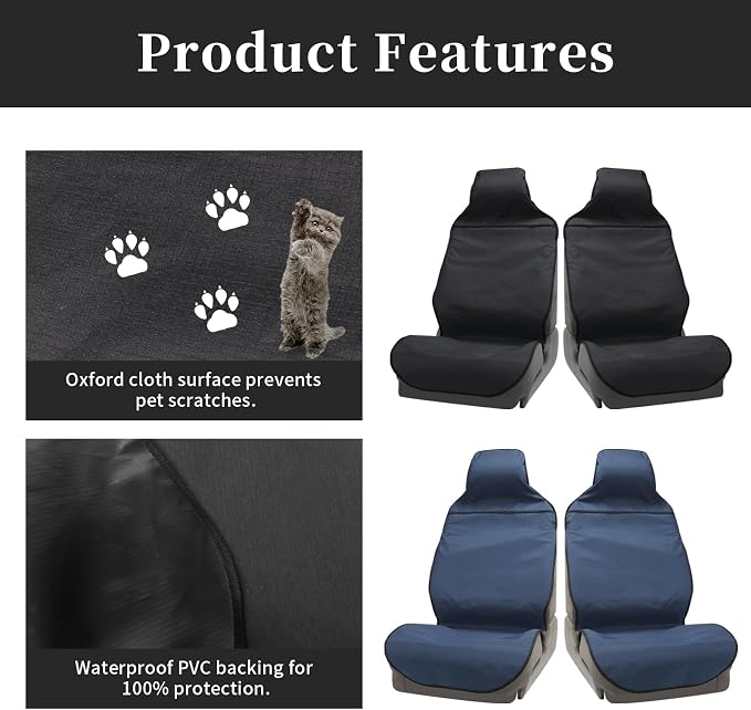 Waterproof Car Seat Cover Automotive Seat Covers for Cars Trucks and SUVs Car Seat Cover Protector Front Seats Black-2 - Image 3