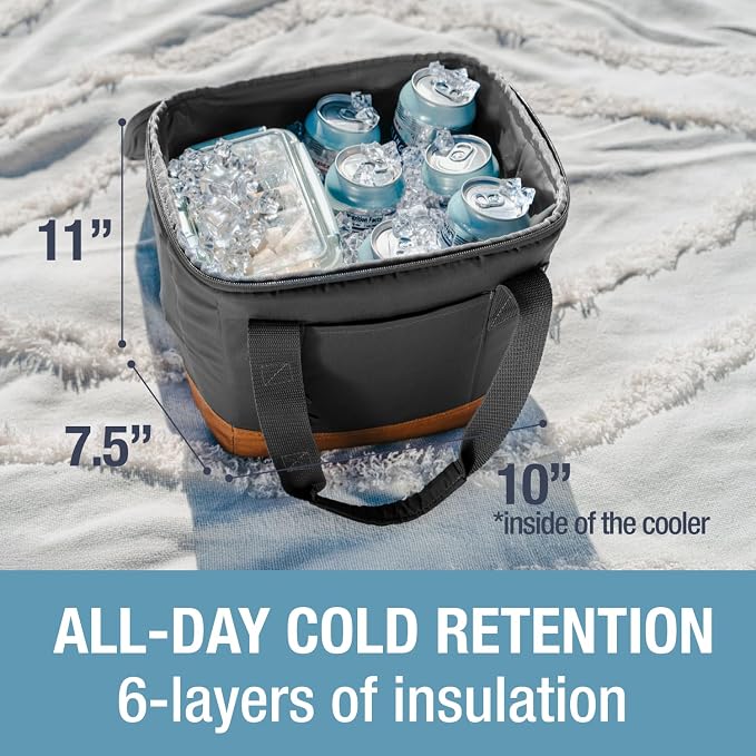 CleverMade Pacifica Collapsible Cooler Bag, Small Travel Cooler, Cool Gray | Keep Drinks Cold and Pack Light | A Reinforced Base, Storage Pocket, Bottle Opener, and Shoulder Strap Add Outdoor Utility - Image 4
