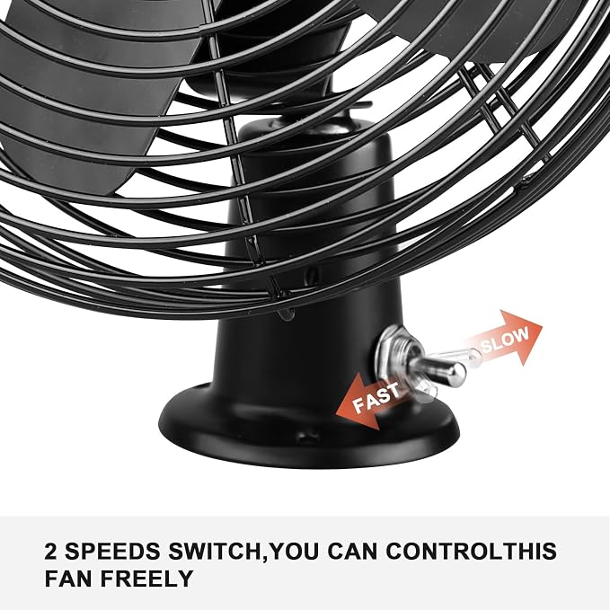 12V Portable Fan RV | Truck Cooling Heavy Duty 9" Metal Clip-On Car Fan Bus | Boat | Forklift | Car | Camper | Lawn | Mower | Tractor 2-Speed High Velocity Black - Image 6