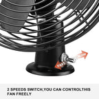12V Portable Fan RV | Truck Cooling Heavy Duty 9" Metal Clip-On Car Fan Bus | Boat | Forklift | Car | Camper | Lawn | Mower | Tractor 2-Speed High Velocity Black - Image 6