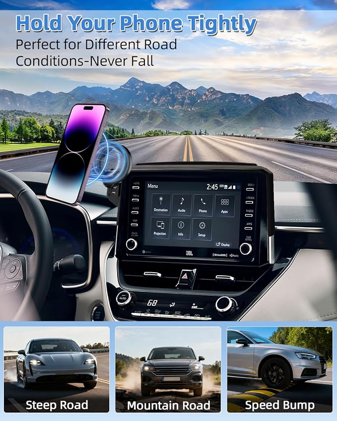 PZK Car Phone Mount for 2019-2026 Toyota Corolla/Corolla Cross 2022-2026 | 2019-2026 Corolla Hatchback Accessories 8-inch Screen Magsafe Magnetic Phone Holder Hands-Free 360° Rotation Not Block Vent - Image 9