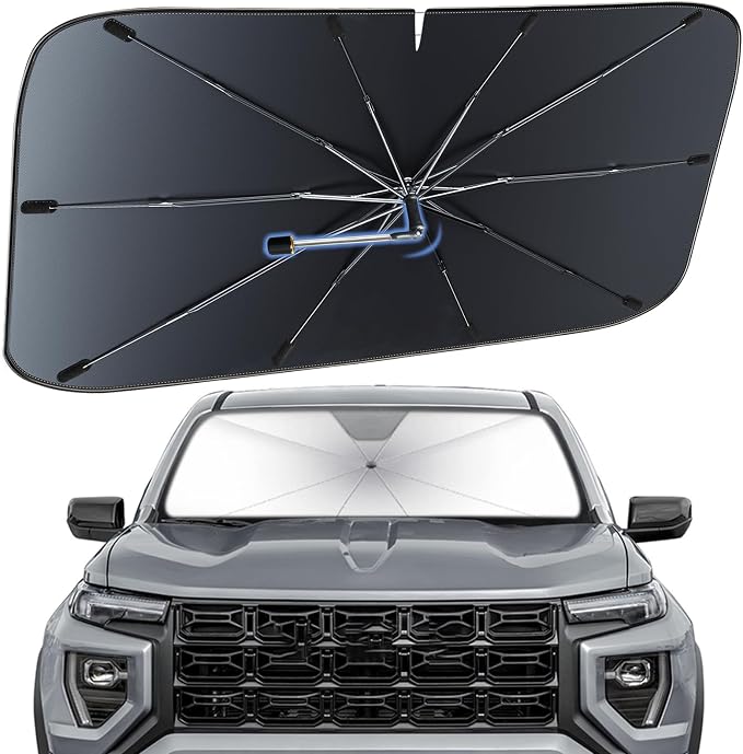 Windshield Sun Shade Umbrella for GMC Canyon 2023-2026 Front Window Shield | Heat-Reflective Window Shade, Umbrella Sunshade Cover Blocks Heat, Protects Interior, Vehicle-Specific Precision Fit by Fshaanys