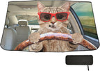 Fun Cute Cat Driving Windshield Sun Shade Umbrella Foldable Car Front Window Sunshade Blocks UV Rays Heat Keep Vehicle Cool (55" x 27.5") - Image 6