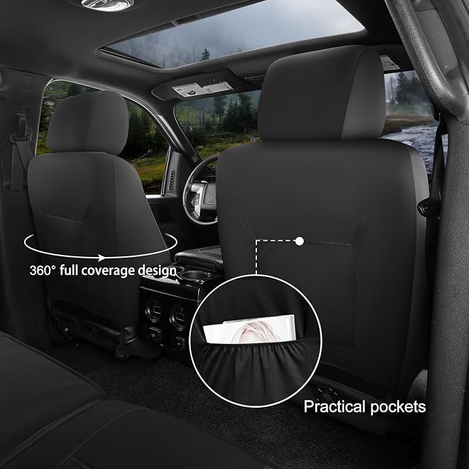 GIANT PANDA Waterproof Neoprene 2 Pack Front Car Seat Covers Custom Fit 2009-2026 Ford F150,2017-2026 F250 F350 Super Duty Crew Cab SuperCrew SuperCab Pickup Trucks, Leak-Proof Wetsuit (Black+Grey) - Image 7