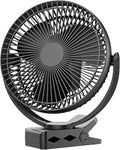 Clip on Fan, Rechargeable Portable Fan, 8 Inch Small Desk Fan - 10000mAh Battery Powered Fan with 4 Speed, 360° Rotation Personal Fan Suitable for Golf Cart, Bedroom, Travel and Camping (Black) by Dorobeen