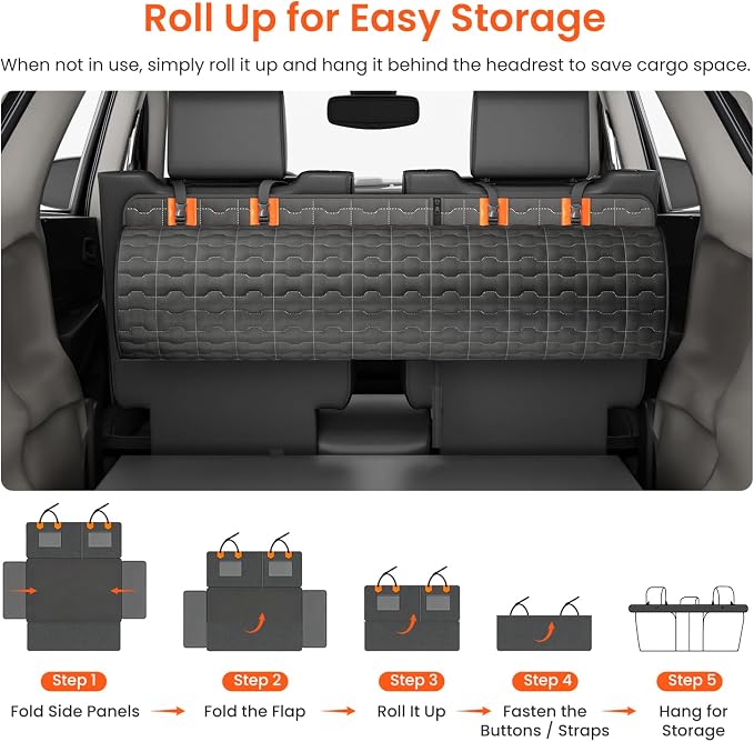 IJVAE SUV Cargo Liner for Dogs, Waterproof Dog Trunk Cover with Bumper Flap Protector, Pet Cargo Mat for SUVs Sedans Vans, Non-Slip Scratchproof Dog Seat Cover，Large Size Universal Fit, Black - Image 5