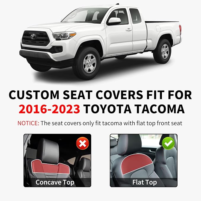 Truckiipa Tacoma Leather Car Seat Covers Full Set Truck Seat Covers Cushion Fit for 2016-2023 Toyota Tacoma Double Crew Cab, Full Set, Black - Image 7