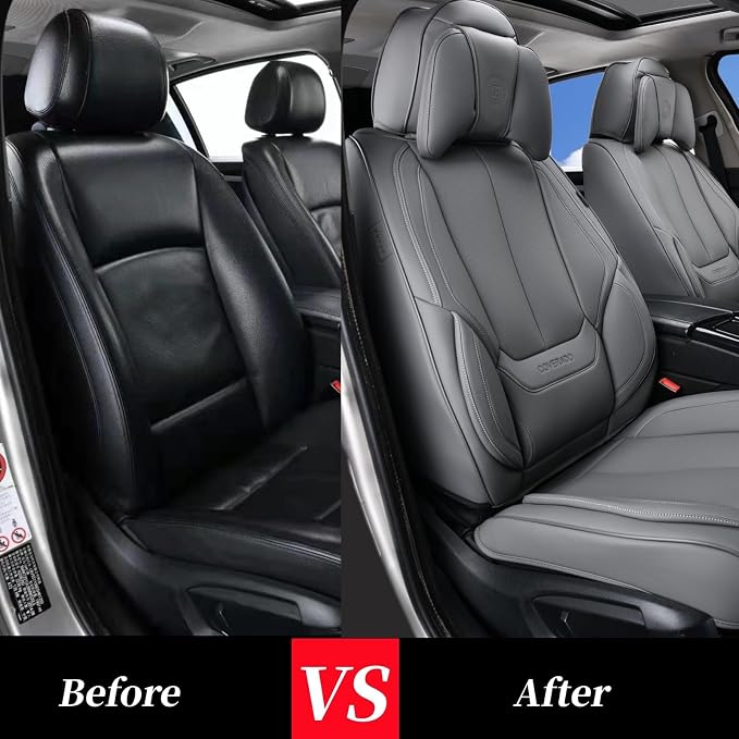Coverado Car Seat Covers, Seat Covers for Cars, Waterproof Leather Auto Seat Protectors, Leather Car Seat Cushion, Car Interiors Accessories Universal Fit for Most Cars - Image 9