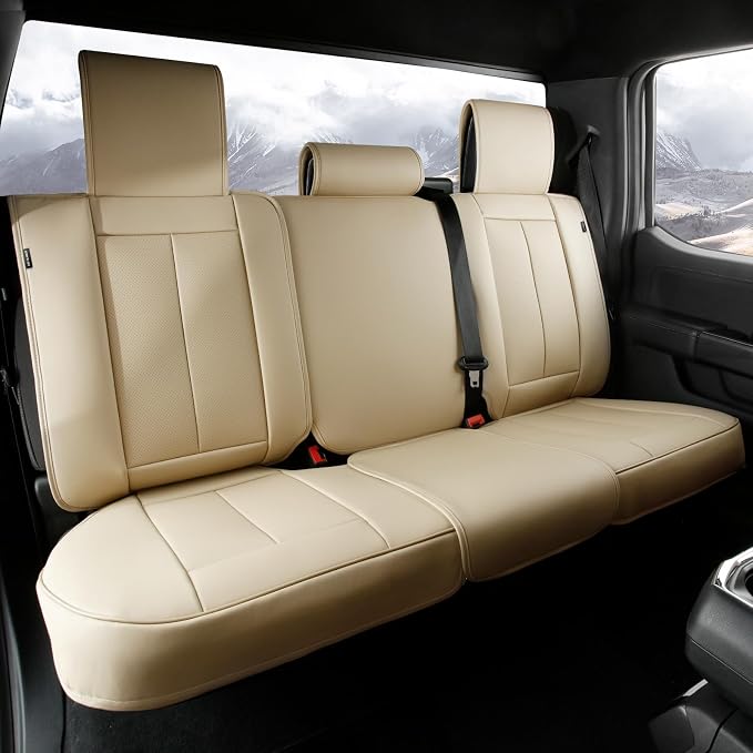 Coverland Custom SUV Car Seat Covers for 2019-2024 Subaru Forester | Premium Waterproof Faux Leather Non-Slip Memory Foam Airbag Compatible Custom Fit Interior Protector [Rear Seat-Beige] by Coverland