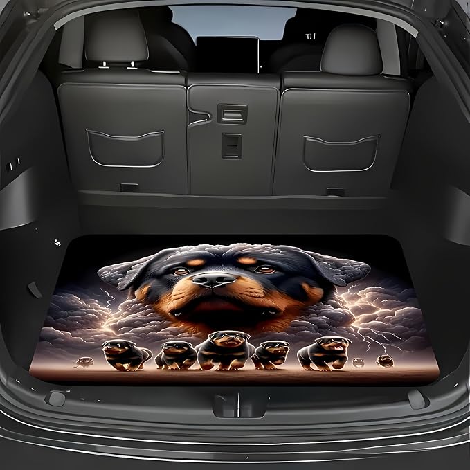 Universal Car Trunk Mat 29" x 39", Rottweiler Print All Weather Trunk Protection Cargo Liner, Durable Cargo Mat Rear Trunk Liner, Stylish Vehicle Interior Accessories Suitable for Most Car Models by Unknown