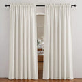 RYB HOME Linen Textured Sheer Curtains 84 inches Long for Living Room | Privacy Semi-Transparent Sheer, Window Curtains for Bathroom, French Door, Rod Pocket, Linen, W70 x L84, 1 Pair by RYBHOME