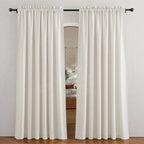 RYB HOME Linen Textured Sheer Curtains 84 inches Long for Living Room | Privacy Semi-Transparent Sheer, Window Curtains for Bathroom, French Door, Rod Pocket, Linen, W70 x L84, 1 Pair by RYBHOME