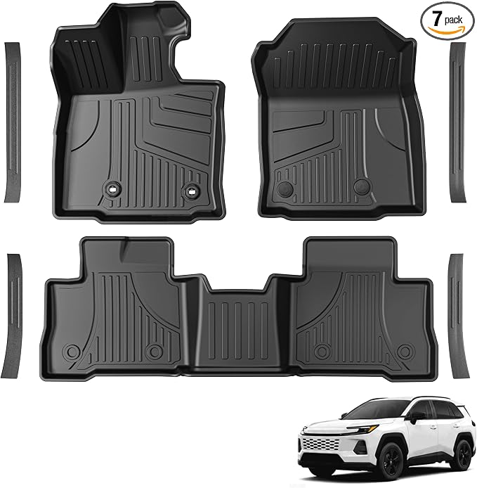 AOMSAZTO Floor Mats for Toyota RAV4 Hybrid 2026, with Door Sill Protector | Not for PHEV, Custom Fit Floor Liners All-weather Protection Full Coverage Car Mats Door Sill Guards 2026 RAV4 Accessories by AOMSAZTO