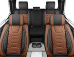 FREESOO Custom Leather for Toyota Tundra Seat Covers 2007-2013 Crewmax Cab | Fit for Crewmax Cab 5 Seats, Full Set, 60/40 Split Bench, Faux Leather, for Truck Toyota Tundra Accessories, BlackBrown - Image 8
