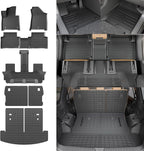 Rongtaod Floor Mats Full Set 7 PCS for 2024-2026 Hyundai Santa Fe 6&7 Seats | for Gas&Hybrid, Floor Liner, Trunk Mat with Backrest Mat, 2nd Row Kick Mats, TPE All Weather Santa Fe Accessories by Rongtaod