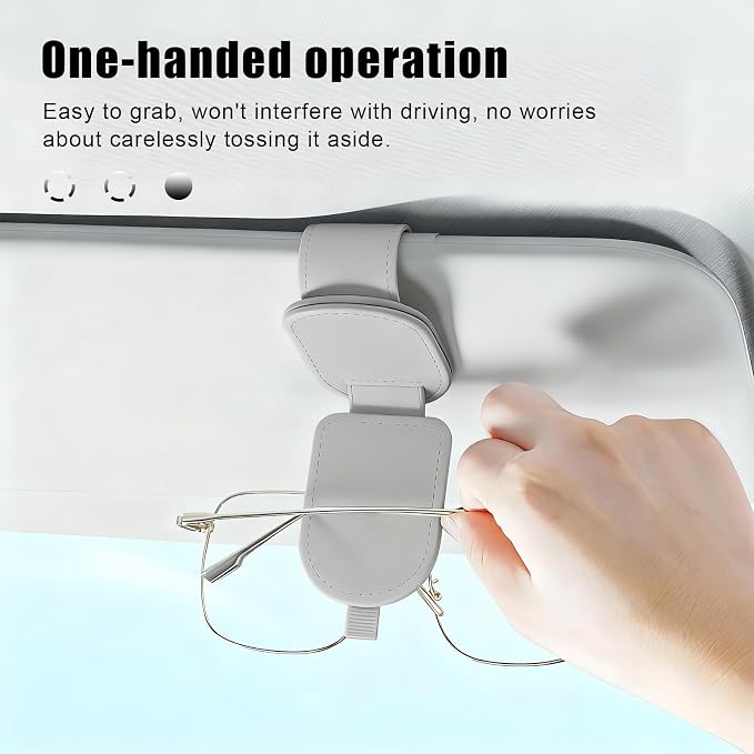 Sunglass Holder for Car Visor, Magnetic Leather Eyeglass Holder, Universal Car Sunglass Organizer Visor Accessories for SUV Truck Pickup, 2 Pack (Gray) - Image 6