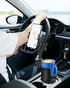 Cup Phone Holder for Car with Expandable Base, 2 in 1 Height-Adjustable Dual Cell Phone Holders Car Cupholder Mount, Friendly Fit Large Bottle & iPhone All Cellphone for Truck SUV | No Shake Design - Image 6