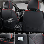 Coverado Tacoma Leather Seat Covers, Car Seat Covers Custom Fit for 2005-2023 Toyota Tacoma Double & Crew Cab SR SR5 Limited TRD Sport/Pro/Off Road (Fullset, Red) - Image 2
