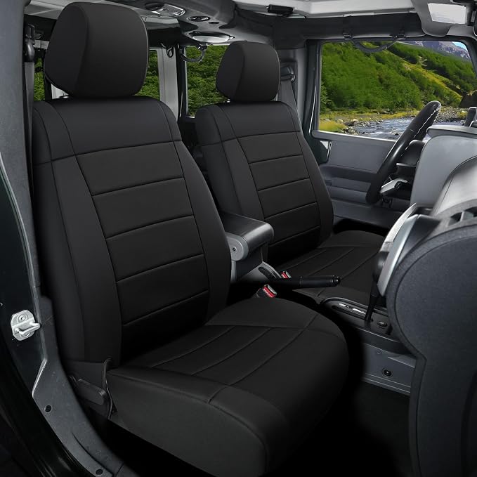 GIANT PANDA Neoprene Seat Covers for Jeep Wrangler JK 4-Door (2008-2010), Neoprene UV&Waterproof, Foam Padded, Front & Rear Seat Covers(Black) - Image 7