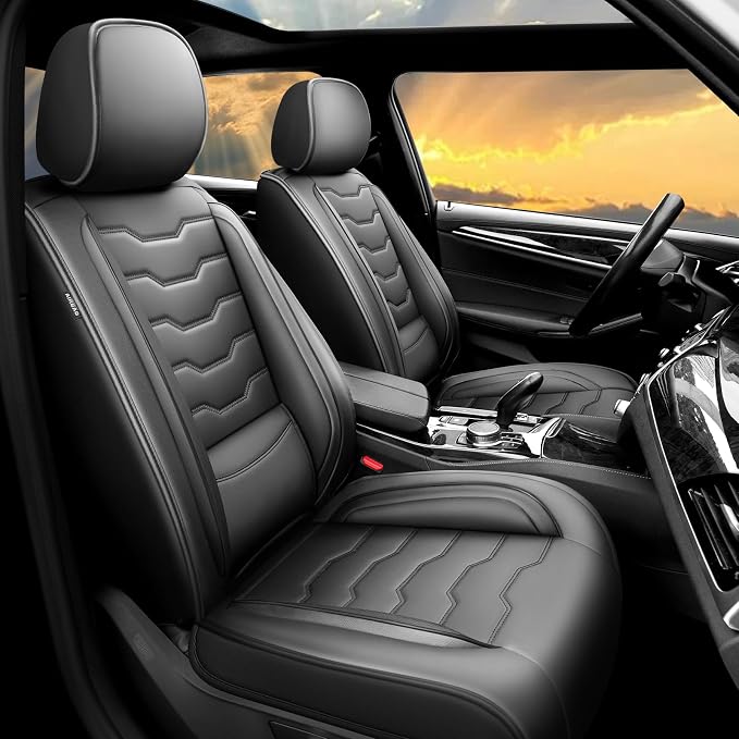 Fit Juke Car Seat Covers Premium Leather for Nissan Juke 2011-2016 2017. Waterproof， Breathable, Scratch-Resistant & All-Weather Seat Cushion Protector（Full Set,Black by Unknown