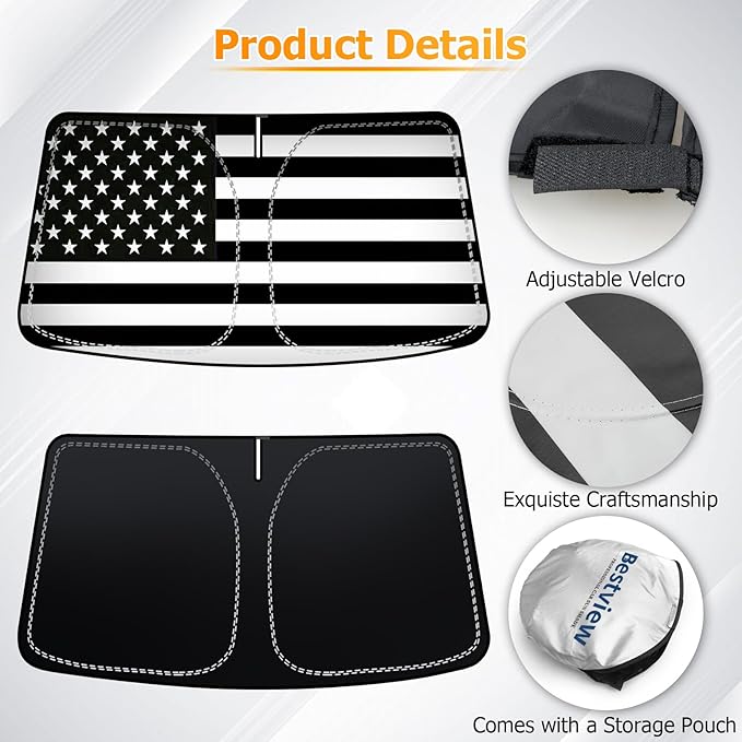 Bestview Windshield Sun Shade Custom Fit for 2015-2020 Ford F150, Foldable Front Window Sunshade Sun Visor Accessories Protector Block UV Rays Heat - Image 4