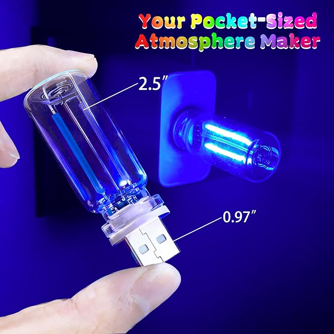 4 PCS USB Touch Dimmable Retro Glass Bottle Car Night Light | Portable design, 4 colors: Red Blue Green Purple, fits car interior, bedroom, hallway, indoor outdoor decor - Image 3