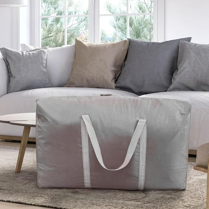 100L Extra Large Storage Bags, Big Moving Bags with Strong Zippers & Carrying Handles, Packing Bags for Moving, Storage, Travel and Camping, Storage Totes For Space Saving (Grey, 4 Pack) - Image 2