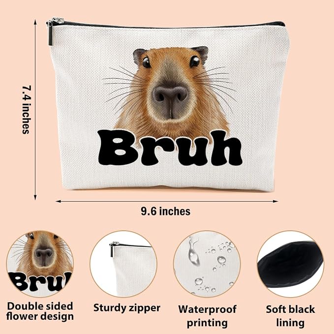 Capybara Makeup Bag, Capybara Gifts for Women Capybaras Lovers Cosmetic Bag | Travel Organizer Bags Makeup Pouch, Capybara Stuff Animal Lovers Gifts for Girls Friend Sisters Christmas birthday Gifts - Image 2