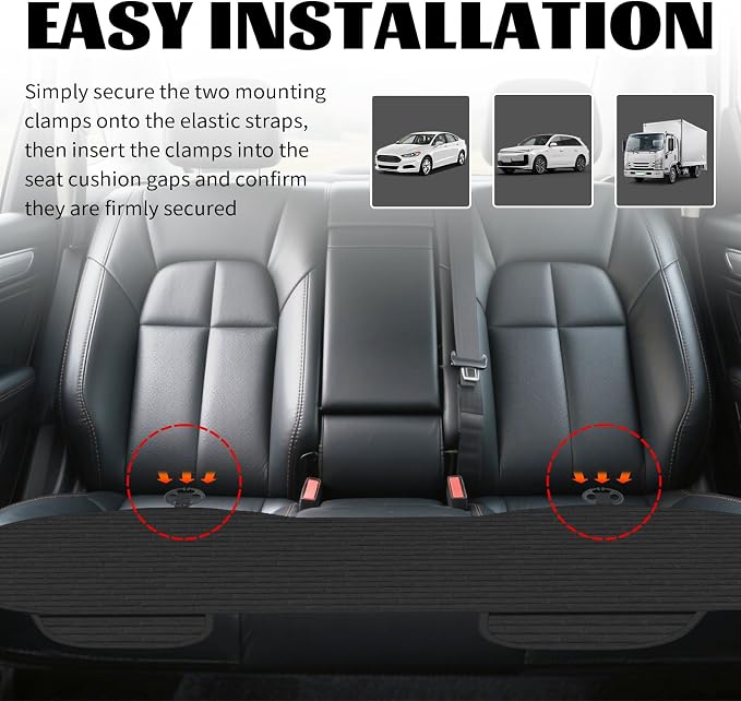 Car Bench Seat Cover with 2 Storage Slots,Breathable Backseat Car Covers to Protect Rear Seats from Dust/Scratches,Non-Slip Back Seat Cars Cover Fit for Most Cars/SUVs - Image 7