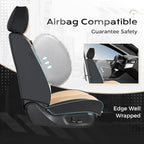 Coverado Car Seat Covers Front Set, Luxury Nappa Leather Seat Covers Universal Fit Waterproof Non-Slip Breathable Automotive Seat Protectors for Cars, SUVs, Trucks - Image 3