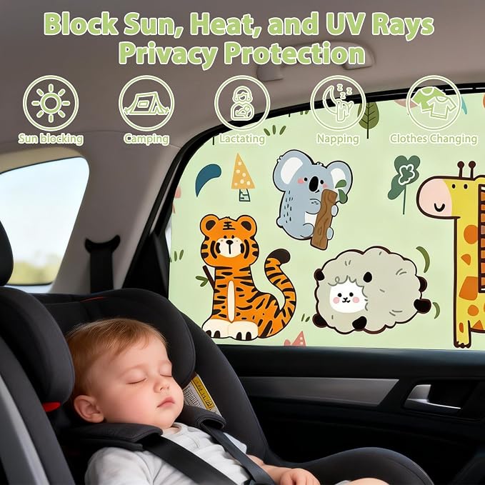 New 4 Pcs Car Side Window Shades,Baby Car Window Covers,Privacy Curtains,Block Light, Insulate Against Heat, and Shield Against Ultraviolet Rays,Easy Installation for Any Household Vehicle - Image 4