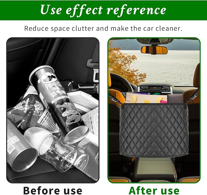 Car Net Pocket Handbag Holder，Purse Holder for Between Seats，Leather Seat Back Organizer Mesh Large Capacity Bag，Handbag Between The Two Seats - Image 4