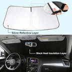 Front Windshield Sun Shade Foldable Car Front Window Sun Shade Windshield Shade Custom Fit for Kia Carnival 2022-2026 Block UV Rays Car Accessories Heat Keep Cooler - Image 2