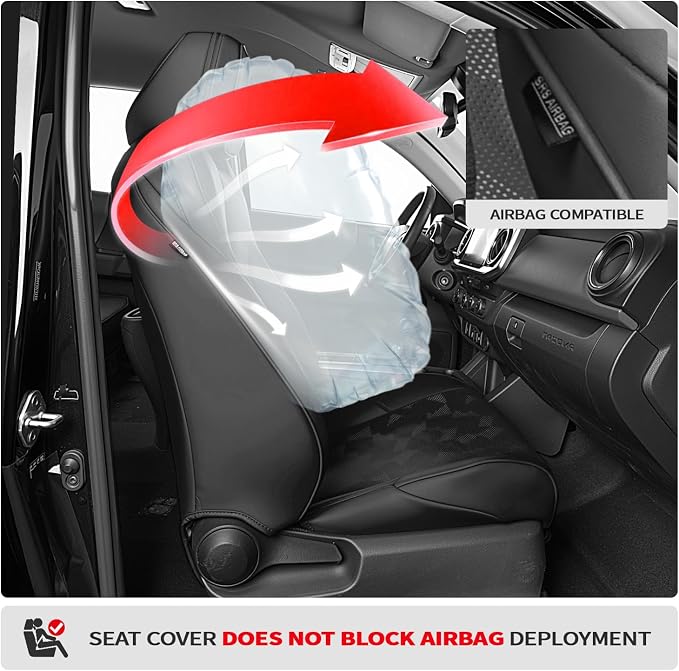 Custom Fit Car Seat Covers for Tacoma 2024-2026 4th Gen, Black Camo | Waterproof Leather Car Seat Covers Full Set, Full Coverage Protection, Airbag Safe, Factory Style Upgrade, Gas Only - Image 3