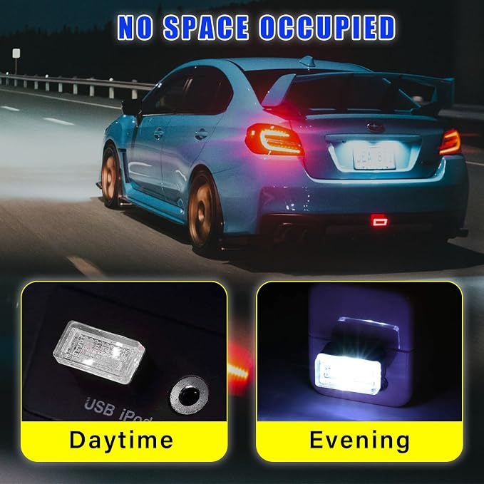 Augeny 4 PCS USB LED Car Interior Atmosphere Lamp, Plug-in USB Decor Night Light, Portable Auto Ambient Lighting Kit, Universal Vehicle Interior Accessories for Most Cars (White & Purple) - Image 4