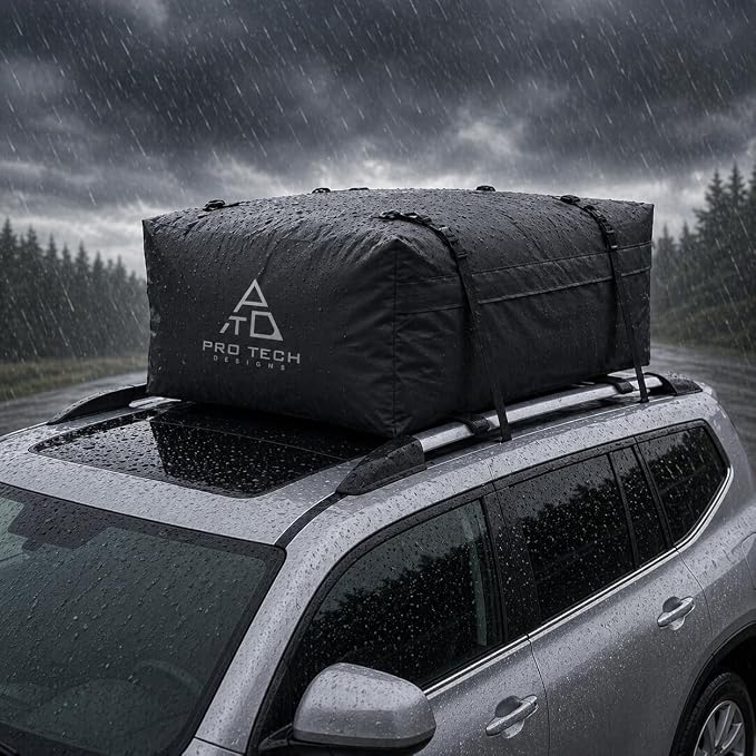 Journeyer 18 Waterproof Rooftop Cargo Carrier Bag, 18 Cubic Feet Vehicle Roof Storage with Straps & Door Hooks, Heavy Duty Car Top Carrier for SUVs, Vans, RVs & Trucks, 48" x 36" x 18" - Image 8