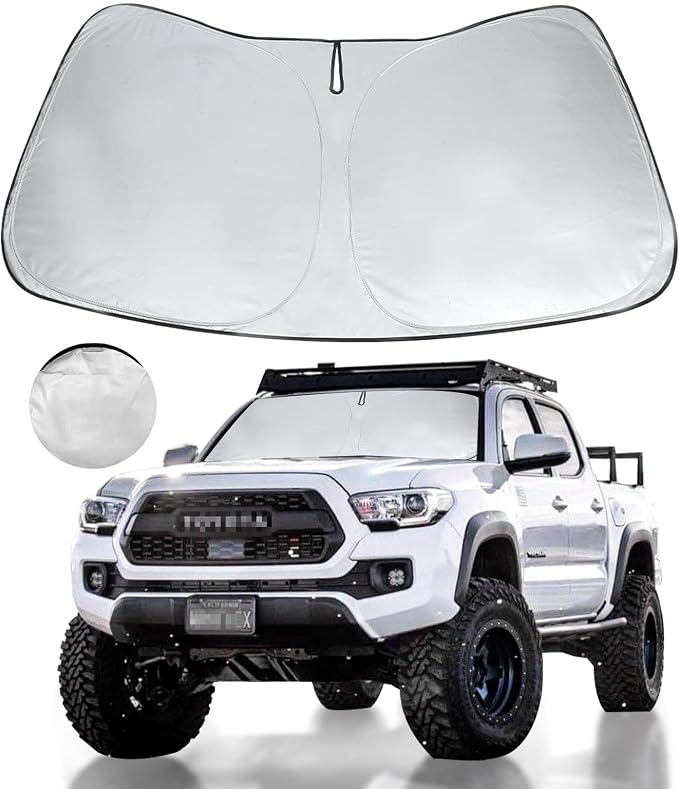 Car Windshield Sun Shade Fit 2026-2016 Toyota Tacoma 2Dr 4Dr Truck | HOHUIGO Foldable Car Window Sunshade Accessories Fit Tacoma Limited 2Door 4Door Pickup Sun Visor Protector for Toyota Tacoma by HOHUIGO
