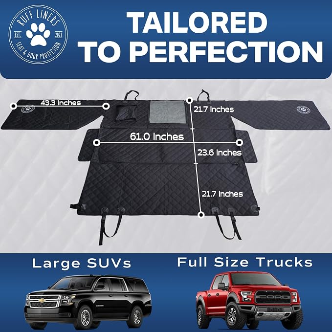 Ruff Liners XL Dog Hammock for Car, Waterproof - As Seen on Shark Tank | Patented door panel protection, waterproof, machine-washable, heavy-duty materials with touch fasteners and belt slots - Image 6