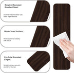 Dog Door Protector from Scratching, Steel Guard, Walnut Grain 6"x30" | Prevents Claw Marks & Scuffs, Smooth Rounded Corners, Self-Adhesive Install, Anti-Scratch Kick Plate, 2 Pcs - Image 3