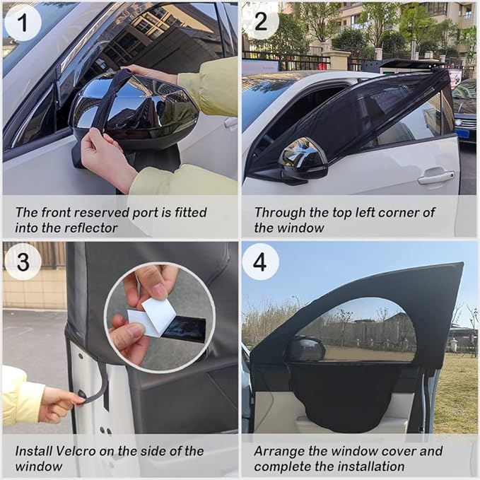 Upgrade Stretchable&Breathable SUV Car Window Shade - Oversize Double Mesh for Heat Shading and Bug&UV Protection - Car Must Have Privacy Shades for Cars,Truck,SUV When Camping (Front window/2pcs) - Image 5