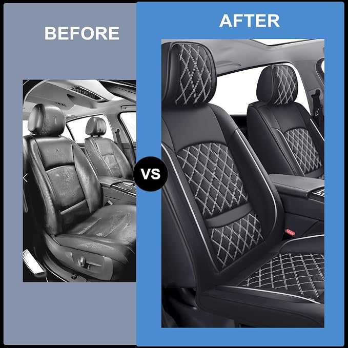 Seat Covers Fit for GMC Sierra 1500/2500/3500 HD 2007-2025,Premium Leather, Waterproof, All-Weather, Airbag Compatible, Breathable, Seat Protectors, Full Set,Whiteline - Image 5