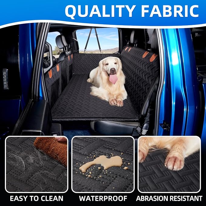 MAXFUT Dog Car Seat Cover for Back Seat,Seat Extender for Full Size Truck | Removable surface,Hard Bottom Dog Hammock,Waterproof,Strong Support,More Rest Space,Truck Back Seat Protector,Black - Image 7