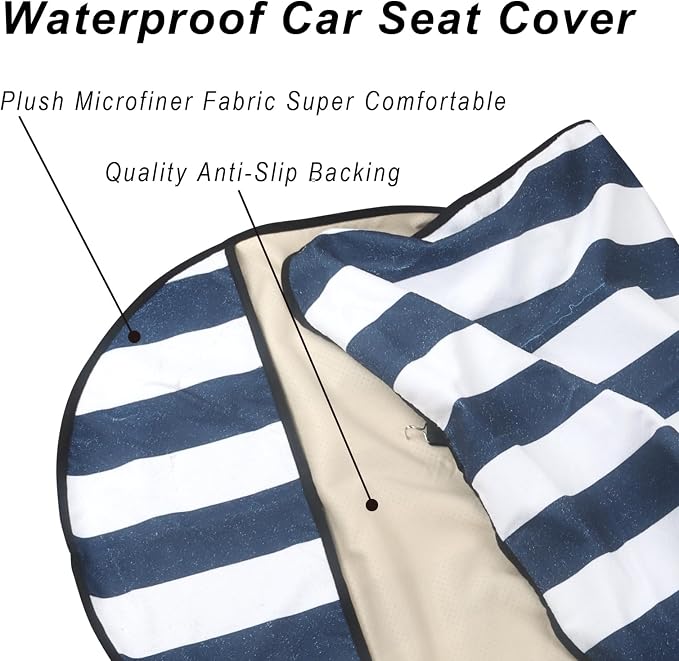 Car Seat Cover Protector Front Seats,for Gym Workout,Running,Swimming,Beach and Hiking,Waterproof Sweat Towel Bucket Seat Covers for Cars SUV Trucks (Blue Stripe, 1Pcs) - Image 5